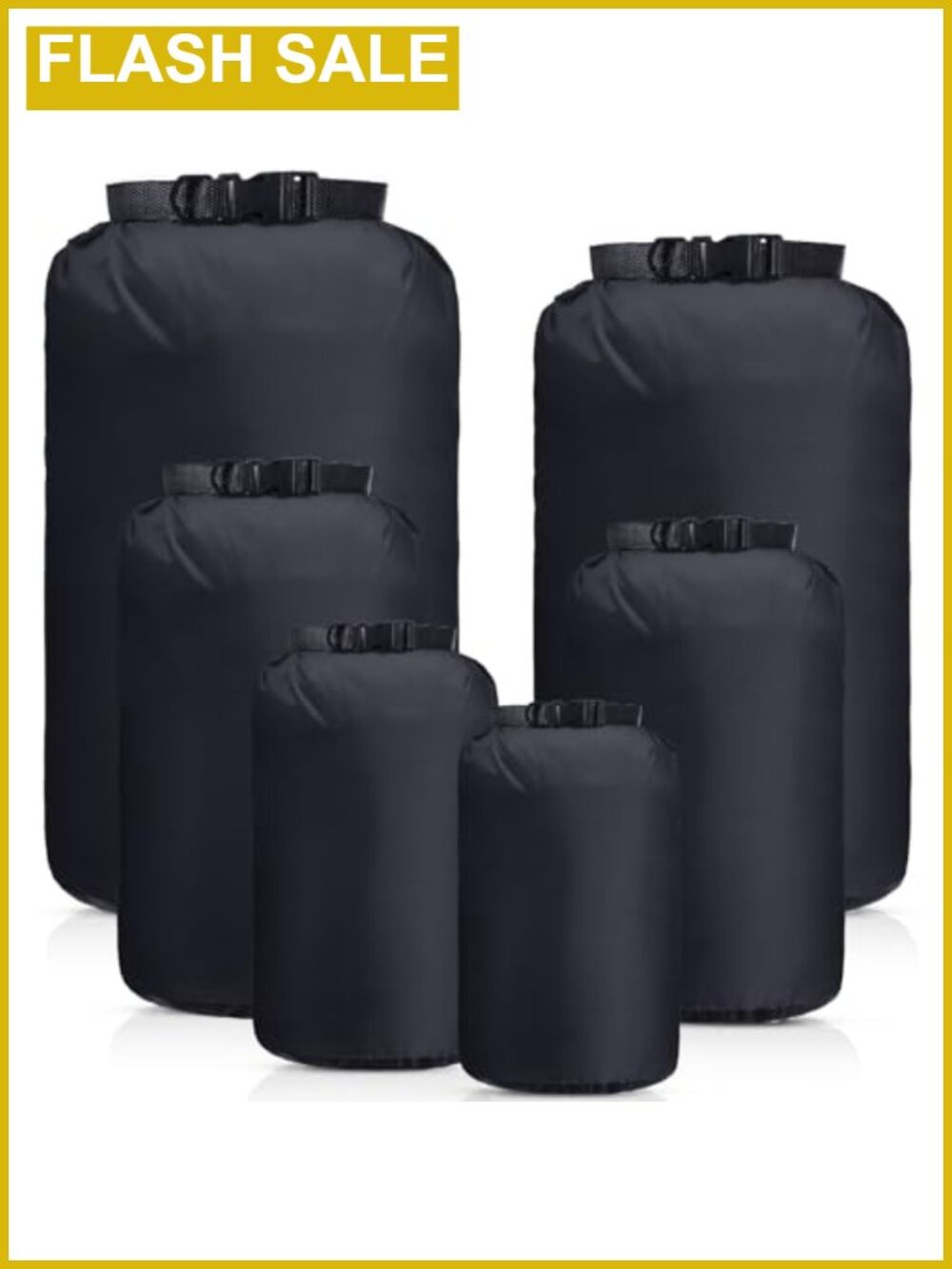 Waterproof Dry Bag Set 6 Pcs Roll Top Polyester Taffeta for Kayaking Camping